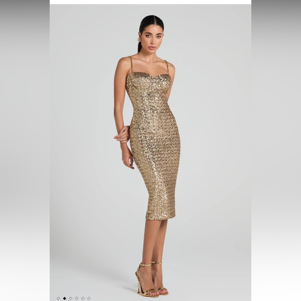 Nadine Merabi Gold Nina Dress